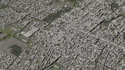 Łódź 3D city model, LOD2.2, Aerial view